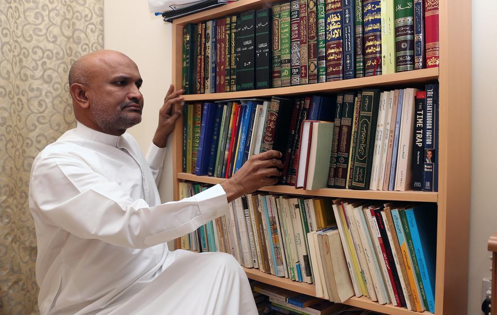 Abu Saleh in the company of his books